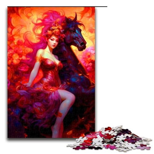 Puzzleteile für Erwachsene Mädchen und Pferd anspruchsvolle Puzzles Heimaktivität für Feiertage Geburtstage und Familienspieleabende 1000 Teile (75 x 50 cm) von DEEPPAPEU