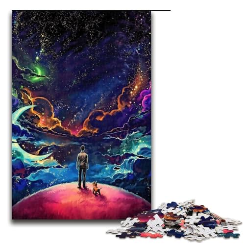 Puzzleteile für Erwachsene Mann und Welpe universelle schwierige Puzzles für Erwachsene Lernspielzeug für Teenager Heimbüro-Dekor 1000 Teile (75 x 50 cm) von DEEPPAPEU