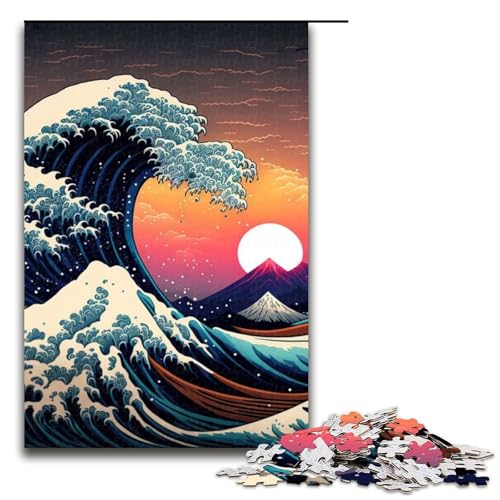 Puzzleteile für Erwachsene Ozeanwelle Japan schwierige Puzzles für Erwachsene Lernspielzeug für Teenager Heimbüro-Dekor 1000 Teile (75 x 50 cm) von DEEPPAPEU