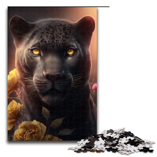 Puzzleteile für Erwachsene Porträt des schwarzen Panthers schwierige Puzzles für Erwachsene Lernspielzeug für Teenager Heimbüro-Dekor 1000 Teile (75 x 50 cm) von DEEPPAPEU