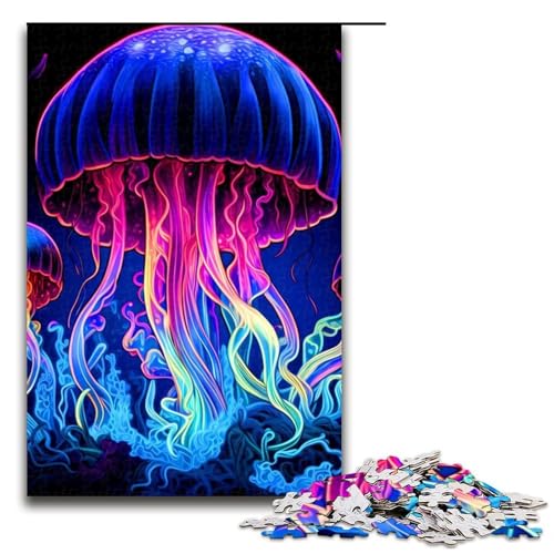 Puzzleteile für Erwachsene Quallen schwierige Puzzles für Erwachsene Lernspielzeug für Teenager Heimbüro-Dekor 1000 Teile (75 x 50 cm) von DEEPPAPEU
