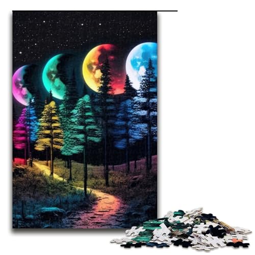 Puzzleteile für Erwachsene Regenbogen-Mondwald Holzpuzzle perfekt für Halloween Weihnachten Geburtstagsgeschenk 1000 Teile (75 x 50 cm) von DEEPPAPEU