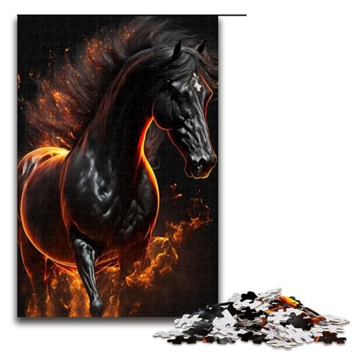 Puzzleteile für Erwachsene Schwarzes Pferd Puzzles für Erwachsene Denksportaufgabe Spiel für Erwachsene interaktive Familienaktivität 1000 Teile (75 x 50 cm) von DEEPPAPEU