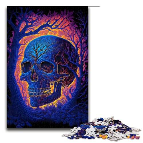 Puzzleteile für Erwachsene Schwarzlicht-Totenkopf-Puzzles für Erwachsene Denksportaufgabe Spiel für Erwachsene interaktive Familienaktivität 1000 Teile (75 x 50 cm) von DEEPPAPEU