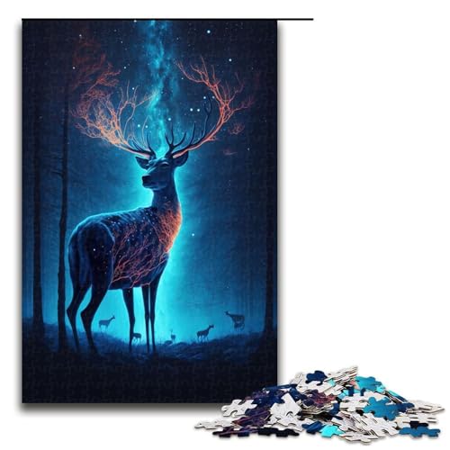 Puzzleteile für Erwachsene Tier-Hirsch-Holzpuzzle Eltern Liebhaber Freunde – Alter + 1000 Teile (75 x 50 cm) von DEEPPAPEU