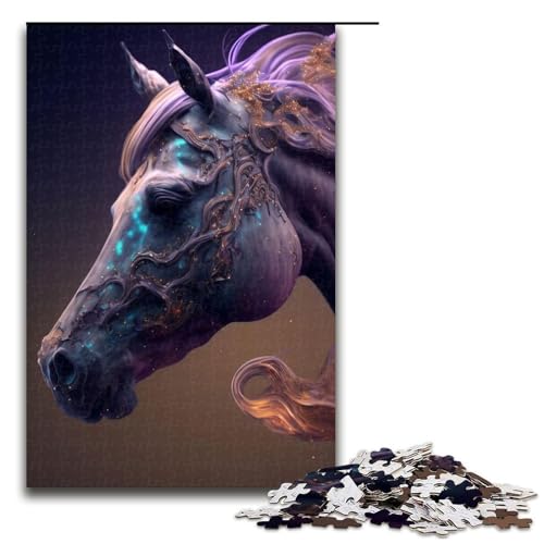 Puzzleteile für Erwachsene Tier Pferd anspruchsvolle Puzzles Heimaktivität für Feiertage Geburtstage und Familienspieleabende 1000 Teile (75 x 50 cm) von DEEPPAPEU