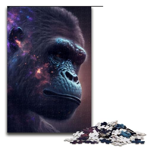 Puzzleteile für Erwachsene Tiergorilla schwierige Puzzles für Erwachsene Lernspielzeug für Teenager Heimbüro-Dekor 1000 Teile (75 x 50 cm) von DEEPPAPEU