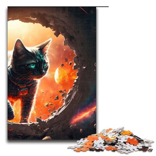 Puzzleteile für Erwachsene Weltraumkatzen Puzzles für Erwachsene Denksportaufgabe Spiel für Erwachsene interaktive Familienaktivität 1000 Teile (75 x 50 cm) von DEEPPAPEU