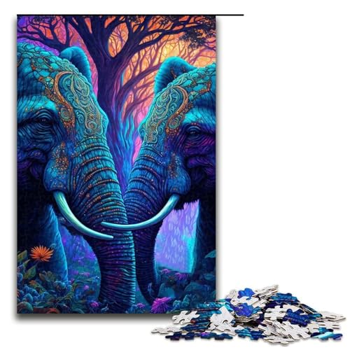 Puzzleteile für Erwachsene abstrakte Elefanten schwierige Puzzles für Erwachsene Lernspielzeug für Teenager Heimbüro-Dekor 1000 Teile (75 x 50 cm) von DEEPPAPEU