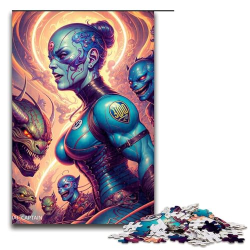 Puzzleteile für Erwachsene blaues Monster Holzpuzzle Eltern Liebhaber Freunde – Alter + 1000 Teile (75 x 50 cm) von DEEPPAPEU