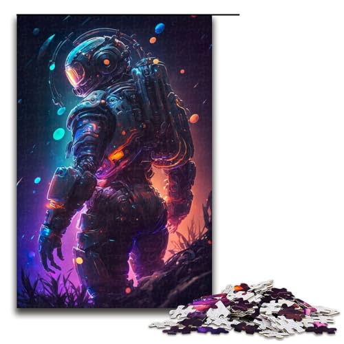 Puzzleteile für Erwachsene buntes Astronauten-Holzpuzzle perfekt als Halloween-Weihnachts- und Geburtstagsgeschenk 1000 Teile (75 x 50 cm) von DEEPPAPEU