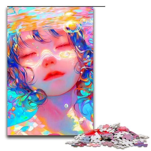 Puzzleteile für Erwachsene buntes Mädchen Holzpuzzle perfekt für Halloween Weihnachten Geburtstagsgeschenk 1000 Teile (75 x 50 cm) von DEEPPAPEU