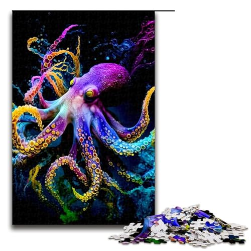 Puzzleteile für Erwachsene buntes Oktopus-Holzpuzzle perfekt als Halloween-Weihnachts- und Geburtstagsgeschenk 1000 Teile (75 x 50 cm) von DEEPPAPEU
