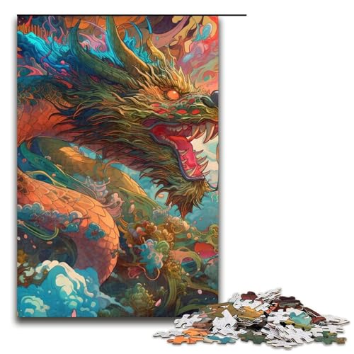 Puzzleteile für Erwachsene chinesischer Drache Holzpuzzle perfekt für Halloween Weihnachten Geburtstagsgeschenk 1000 Teile (75 x 50 cm) von DEEPPAPEU