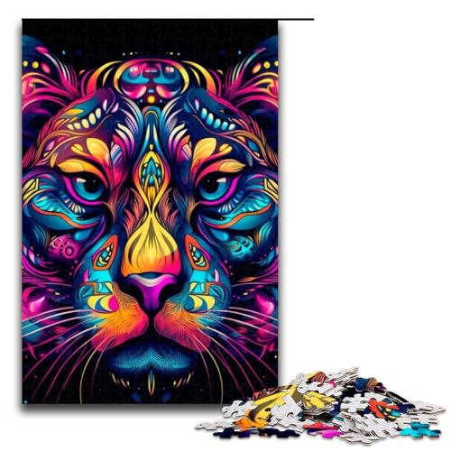 Puzzleteile für Erwachsene im Cartoon-Stil Tiger-Holzpuzzle Eltern Liebhaber Freunde – Alter + 1000 Teile (75 x 50 cm) von DEEPPAPEU