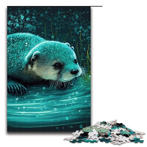 Puzzleteile für Erwachsene leuchtender Otter Holzpuzzle perfekt für Halloween Weihnachten Geburtstagsgeschenk 1000 Teile (75 x 50 cm) von DEEPPAPEU