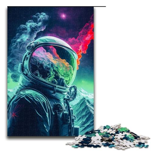 Puzzleteile für Erwachsene mit Astronautenmotiv in den Bergen Puzzles für Erwachsene ideal für Familienspaß Entspannung 1000 Teile (75 x 50 cm) von DEEPPAPEU