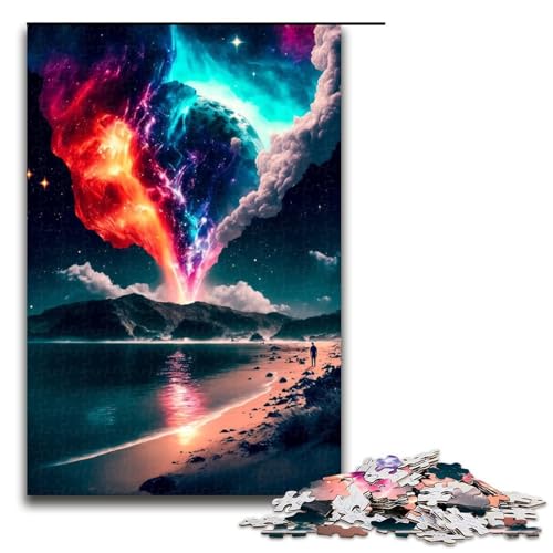 Puzzleteile für Erwachsene mit Motiv „Hinter den Bergen DIY-Kunstdekor 1000 Teile (75 x 50 cm) von DEEPPAPEU