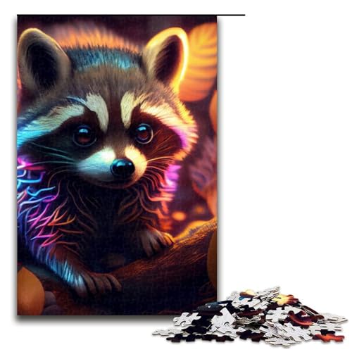 Puzzleteile für Erwachsene mit Tier-Waschbären Puzzles für Erwachsene anspruchsvolles DIY-Dekorationsspiel interaktives Familienspielzeug 1000 Teile (75 x 50 cm) von DEEPPAPEU