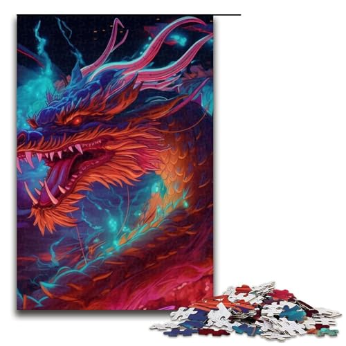 Puzzleteile für Erwachsene mit asiatischem Drachen Puzzle für Erwachsene Geburtstage Feiertage am besten für Weihnachten 1000 Teile (75 x 50 cm) von DEEPPAPEU