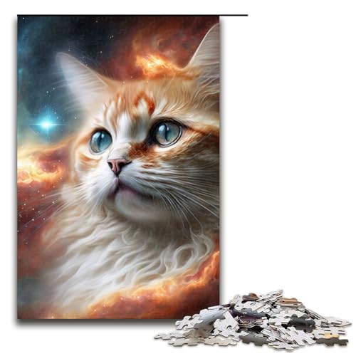 Puzzleteile für Erwachsene mit kosmischer Weltraumkatze Puzzle für Erwachsene perfekte DIY-Kunstdekoration oder Geburtstagsgeschenk 1000 Teile (75 x 50 cm) von DEEPPAPEU