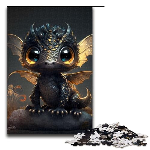 Puzzleteile für Erwachsene schwarzer Babydrache schwierige Puzzles für Erwachsene Lernspielzeug für Teenager Heimbüro-Dekor 1000 Teile (75 x 50 cm) von DEEPPAPEU