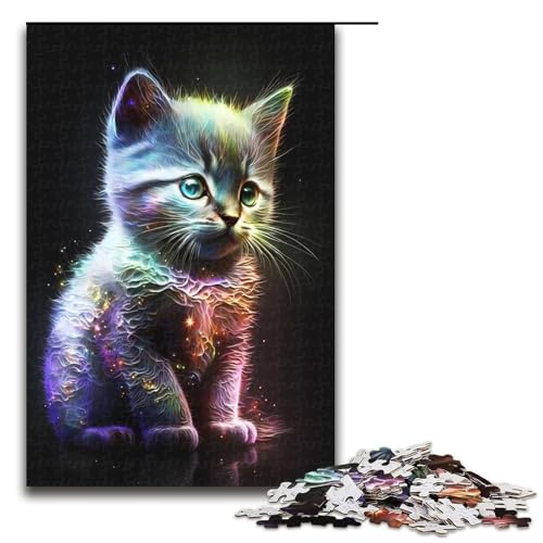 Puzzleteile für Erwachsene süßes Sternenkätzchen-Puzzle für Erwachsene Denksportaufgabe Spiel für Erwachsene interaktive Familienaktivität 1000 Teile (75 x 50 cm) von DEEPPAPEU