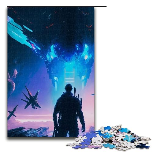 Puzzleteile futuristischer Krieg im Weltraum anspruchsvolle Puzzles Denksportspiel interaktives Familienspiel geeignet für Kinder ab 10 Jahren 1000 Teile (75 x 50 cm) von DEEPPAPEU