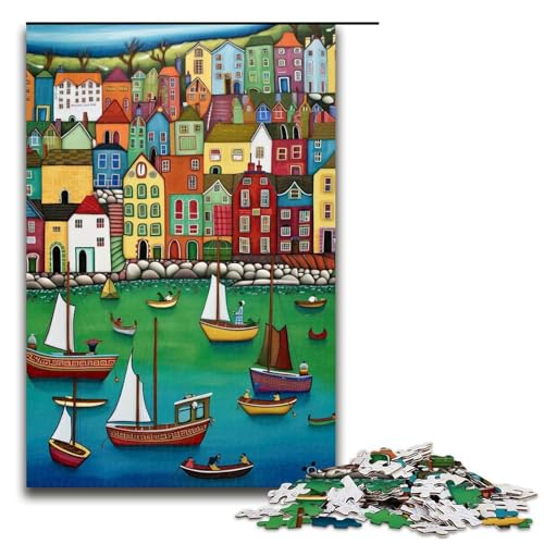 Puzzleteile mit Bootsszene für Erwachsene Puzzles Geburtstagsgeschenkidee anspruchsvolles Denkspiel 1000 Teile (75 x 50 cm) von DEEPPAPEU
