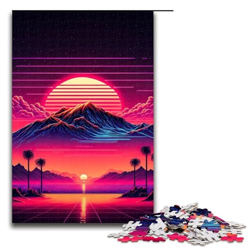 Puzzleteile mit Neonlandschaft Muttertag Geburtstag Weihnachten 1000 Teile (75 x 50 cm) von DEEPPAPEU