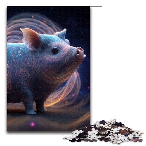 Puzzleteile mit Schweinchen Muttertag Geburtstag Weihnachten 1000 Teile (75 x 50 cm) von DEEPPAPEU