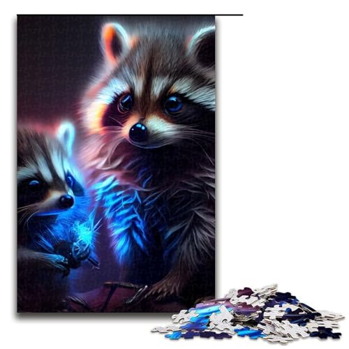 Puzzleteile mit Tier-Waschbären Muttertag Geburtstage Weihnachten 1000 Teile (75 x 50 cm) von DEEPPAPEU