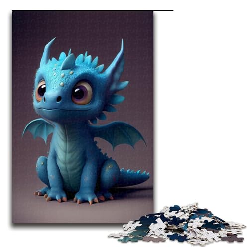 Puzzleteile süßer Blauer Drache anspruchsvolle Puzzles Denksportaufgabe interaktives Familienspiel geeignet für Kinder ab 10 Jahren (75 x 50 cm) von DEEPPAPEU