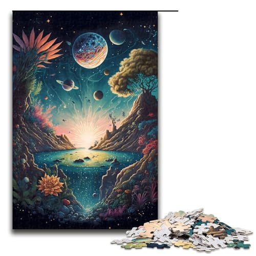 Puzzleteile verrückte Weltraumlandschaft Holzpuzzle für Erwachsene anspruchsvolles Denkspiel für Teenager Spaß für den Familienspielabend 1000 Teile (75 x 50 cm) von DEEPPAPEU