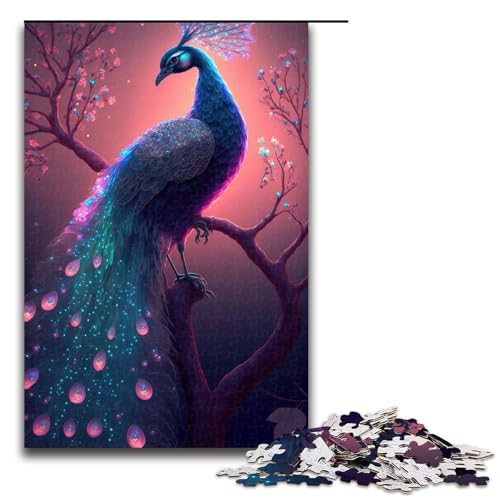 Puzzleteile wunderschönes Pfauen-Leuchten anspruchsvolle Puzzles Denkspiel interaktives Familienspiel geeignet für Kinder ab 10 Jahren 1000 Teile (75 x 50 cm) von DEEPPAPEU