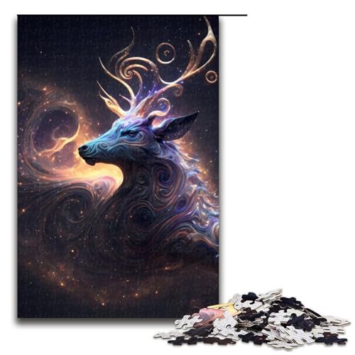 Rentier-Puzzle für Erwachsene Holzpuzzle Heimaktivität für Feiertage Geburtstage und Familienspieleabende 1000 Teile (75 x 50 cm) von DEEPPAPEU