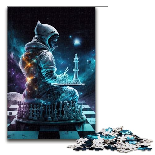 Schach-Universum-Puzzleteile für Erwachsene Holzpuzzle für Erwachsene perfekt für Teenager Familienzusammenhalt Denksportaufgabe und DIY-Heimdekor-Geschenk 1000 Teile (75 x 50 cm) von DEEPPAPEU