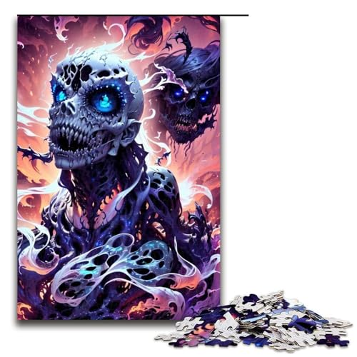 Schwarz-weißes Totenkopf-Puzzle für Erwachsene Holzpuzzle anspruchsvolles Denkspiel für Teenager unterhaltsames interaktives Spiel für die ganze Familie 1000 Teile (75 x 50 cm) von DEEPPAPEU