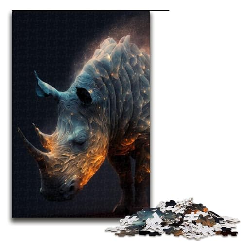Tier-Nashorn-Puzzle für Erwachsene Puzzleteile für Erwachsene Geburtstage und Feiertage 1000 Teile (75 x 50 cm) von DEEPPAPEU