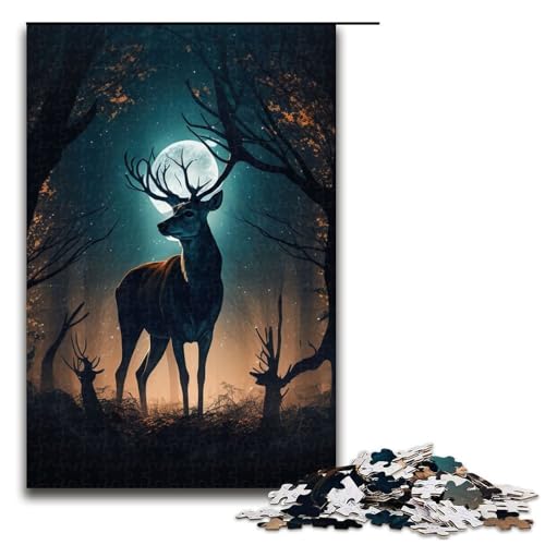 Tier-Puzzleteile für Erwachsene mit Hirschmotiv Geburtstagsgeschenkidee anspruchsvolles Denkspiel 1000 Teile (75 x 50 cm) von DEEPPAPEU