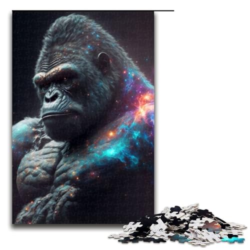 Tier-Schimpansen-Puzzles für Erwachsene Holzpuzzles anspruchsvolles Denkspiel für Teenager unterhaltsames interaktives Spiel für die ganze Familie 1000 Teile (75 x 50 cm) von DEEPPAPEU