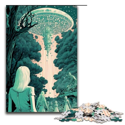 UFO-Art-Puzzleteile für Erwachsene Holzpuzzles Heimaktivität für Feiertage Geburtstage und Familienspieleabende 1000 Teile (75 x 50 cm) von DEEPPAPEU