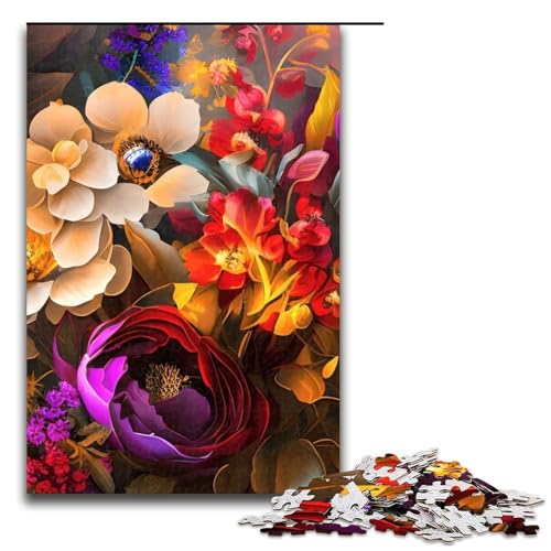 Vintage-Blumenstrauß-Puzzles für Erwachsene Holzpuzzles anspruchsvolles Denkspiel für Teenager unterhaltsames interaktives Spiel für die ganze Familie 1000 Teile (75 x 50 cm) von DEEPPAPEU