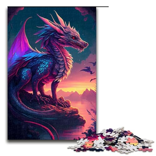 Wunderschöne Drachen-Puzzles für Erwachsene Holzpuzzles anspruchsvolles Denkspiel für Teenager unterhaltsames interaktives Spiel für die ganze Familie 1000 Teile (75 x 50 cm) von DEEPPAPEU