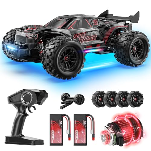 DEERC 1:14 Brushless RC Auto für Erwachsene, 46+ mph Off-Road, 2 * 3S Lipo, 4WD wasserdicht, 7 Lichtmodi,High Speed Ferngesteuertes Auto, All-Terrain Truggy für Schnee, Sand & Schlamm von DEERC