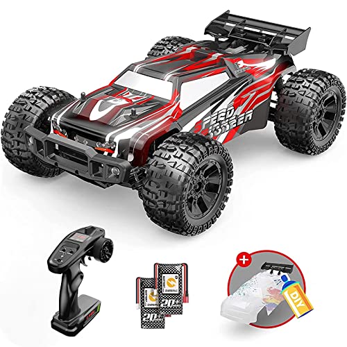 DEERC 9206E RC Ferngesteuertes Auto mit 48 km/h High Speed, 4WD 1:10 CAR Off-Road 2.4GHz Funkfernsteuerung Monstertruck Buggy,2 Akku lange Laufzeit,Crawler Spielzeug Rennwagen für Kinder Erwachsene von DEERC