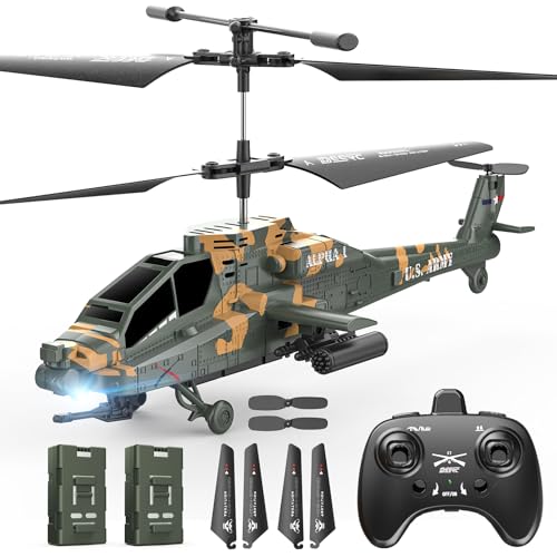 DEERC Apache RC Helikopter für Erwachsene und Kinder, 2,4 GHz Militär RC Hubschrauber, 2 Batterien, 26 Minuten, LED-Lichter, Höhenhaltung, EIN-Knopf-Start, Indoor-freundlich, Geschenk für Jungen8-12 DEERC Apache RC Helikopter für Erwachsene und Kinder, 2,4 GHz Militär RC Hubschrauber, 2 Batterien, 26 Minuten, LED-Lichter, Höhenhaltung, EIN-Knopf-Start, Indoor-freundlich, Geschenk für Jungen8-12 von DEERC