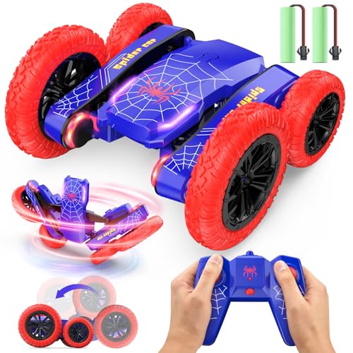 DEERC Ferngesteuertes Auto 4WD 360° Flip Stuntauto mit LED Blinken, 2,4GHz Rock Crawler mit 2 Batterien 30 Mins. Weihnachten Geburtstags Geschenk für Kinder/Anfänger 6 7 8 9 Jahre von DEERC