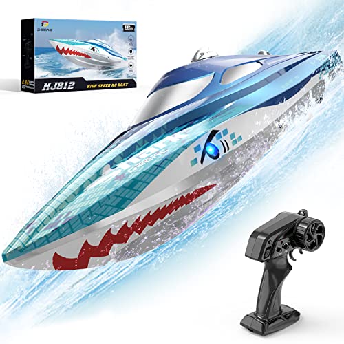 DEERC RC Boot mit LED-Licht,ferngesteuertes Haiboot für Pools und Seen, 20+ km/h RC-Boot, 2,4-GHz-Rennboote, Poolspielzeug für Kinder ab 8 Jahre DEERC RC Boot mit LED-Licht,ferngesteuertes Haiboot für Pools und Seen, 20+ km/h RC-Boot, 2,4-GHz-Rennboote, Poolspielzeug für Kinder ab 8 Jahre von DEERC