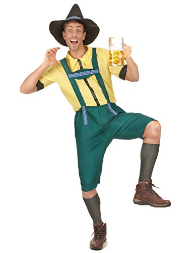 DEGUISE TOI Bayrisches Kostüm Lederhose für Herren mit Hut grün-gelb - Bunt DEGUISE TOI Bayrisches Kostüm Lederhose für Herren mit Hut grün-gelb - Bunt von DEGUISE TOI